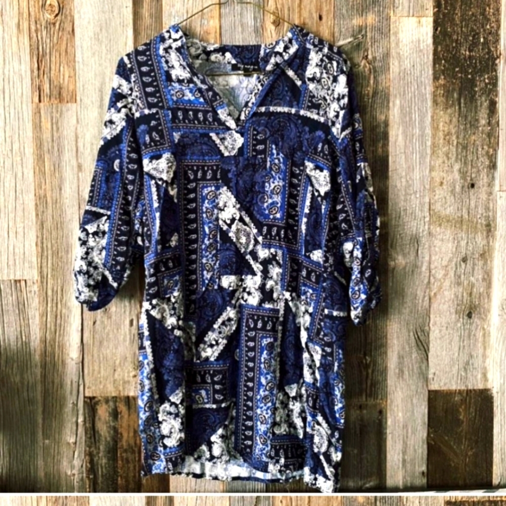 10/$10 Blue Boho Style Tunic S